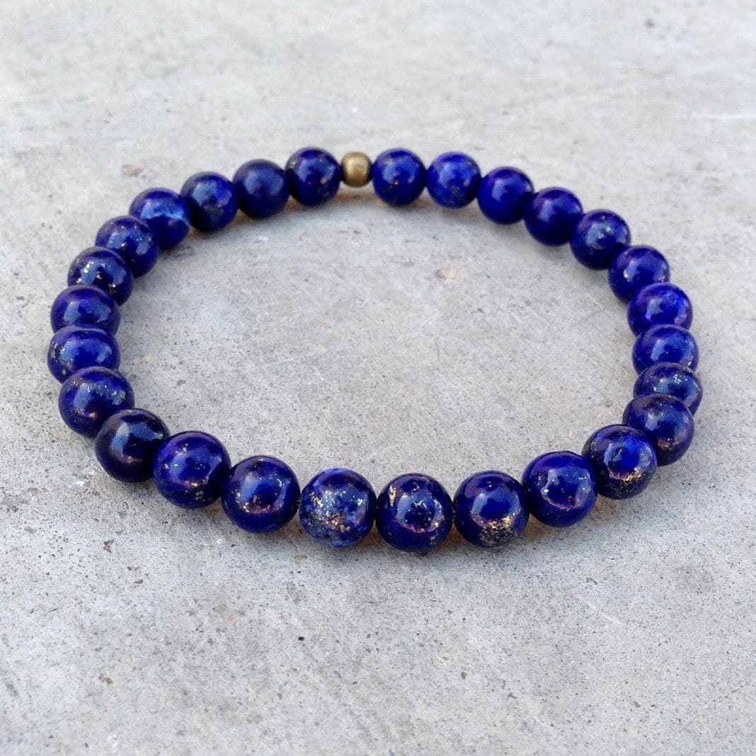 Bracelets - Compassion - Sixth Chakra, Genuine Lapis Lazuli Gemstone Mala Bracelet