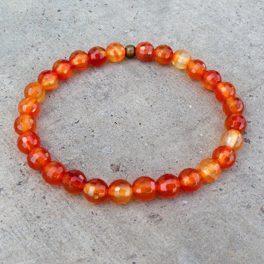 Bracelets - Creativity, Second Chakra Genuine Carnelian Gemstone Mala Bracelet