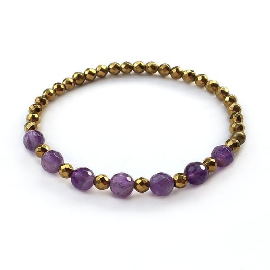 Bracelets - Crown Chakra, Hematite And Amethyst Chakra Bracelet