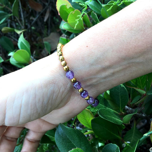Bracelets - Crown Chakra, Hematite And Amethyst Chakra Bracelet