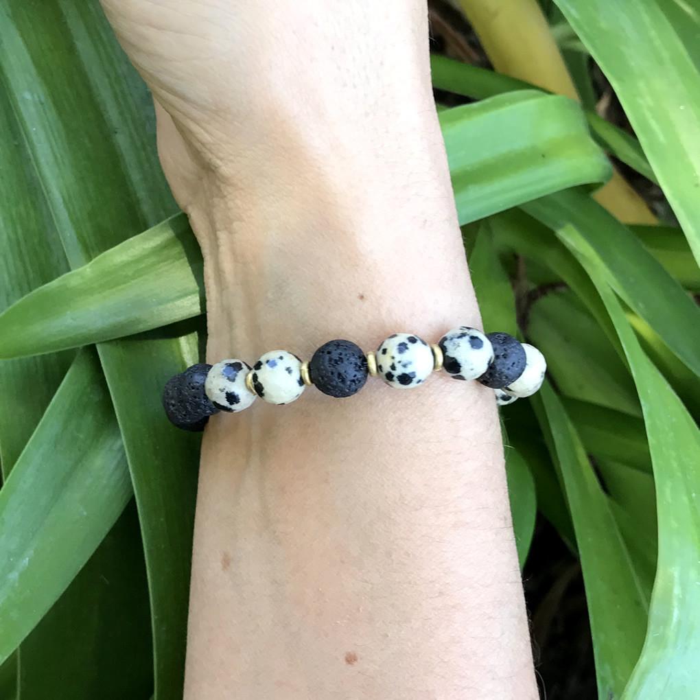 Bracelets - Dalmatian Jasper  Essential Oil Diffuser Bracelet