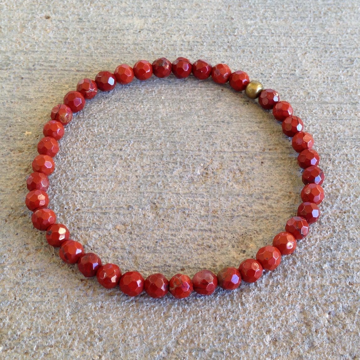 Bracelets - Delicate 'Root Chakra' Faceted Red Jasper Bracelet