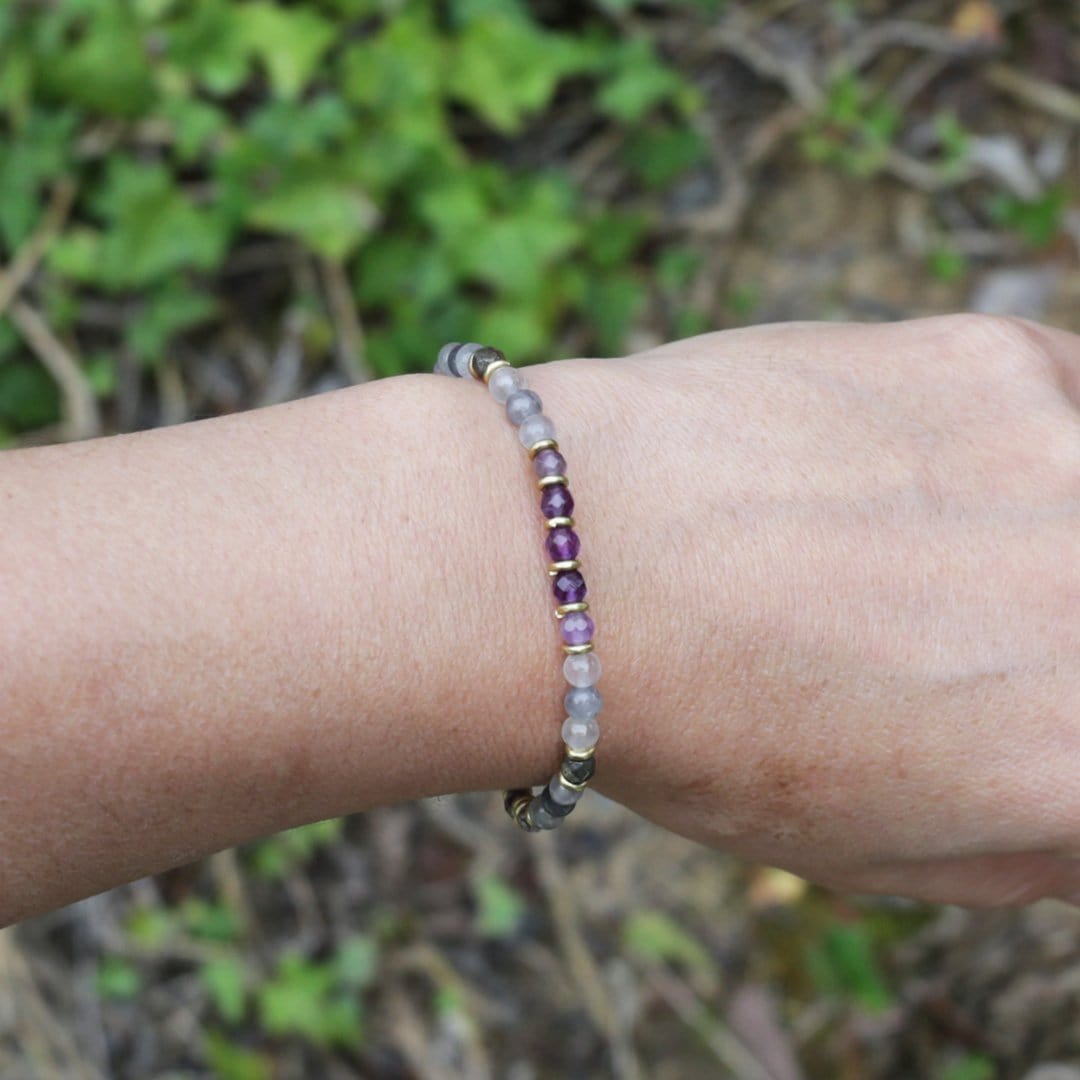 Cloudy Quartz And Amethyst Crystal Bracelet for wrist