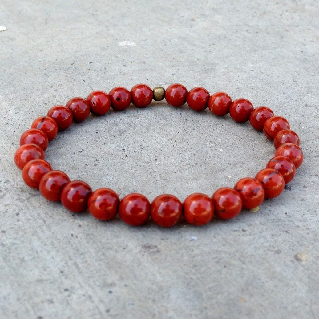 Grounding First Chakra Genuine Red Jasper Gemstone Mala Bracelet