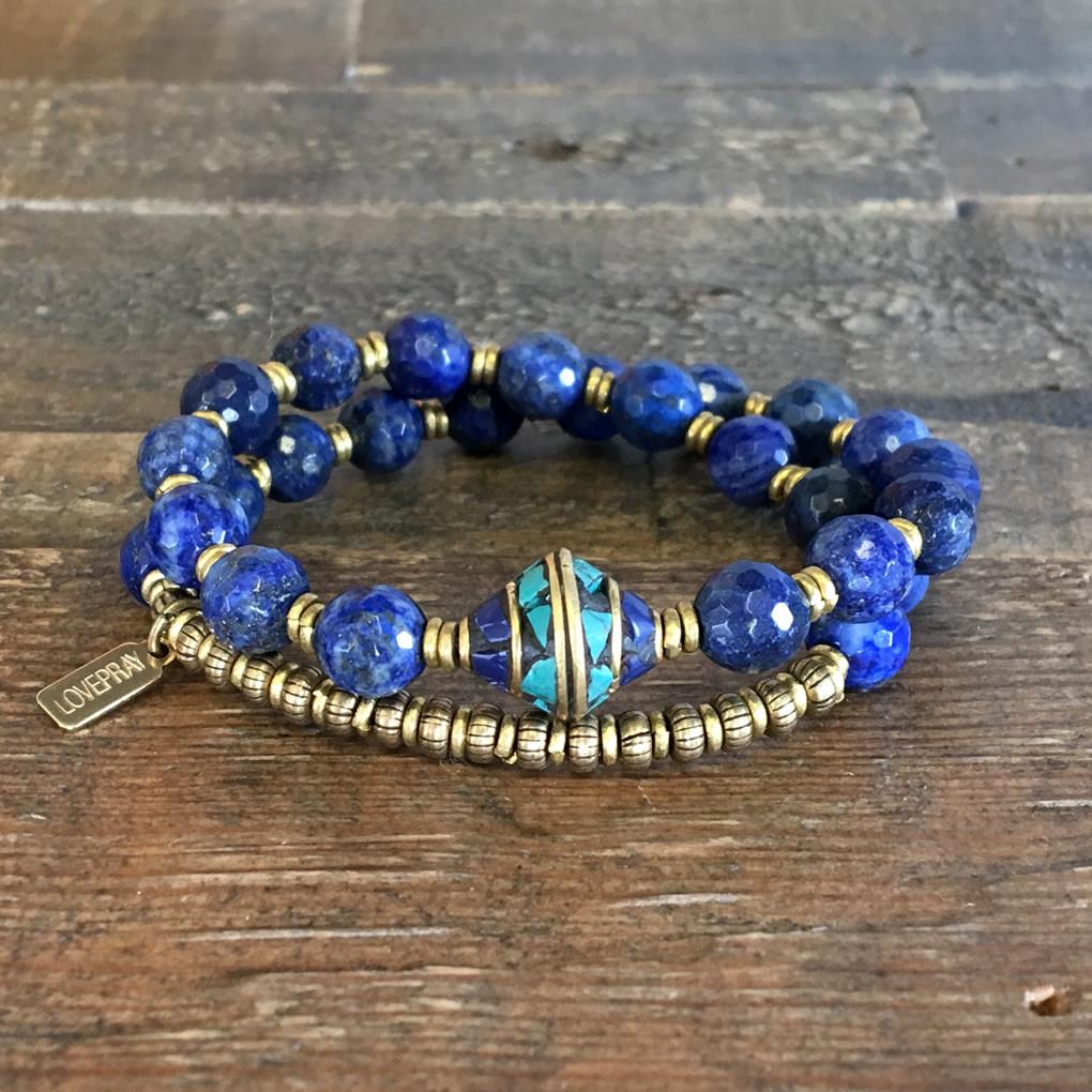 Bracelets - Lapis Lazuli 'Intuition' 27 Bead Wrist Mala Bracelet