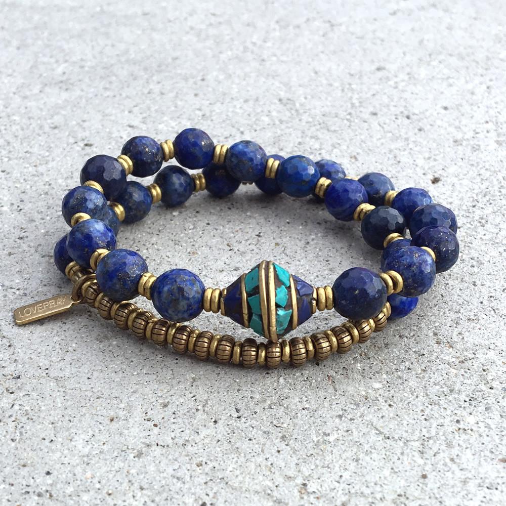 Bracelets - Lapis Lazuli 'Intuition' 27 Bead Wrist Mala Bracelet