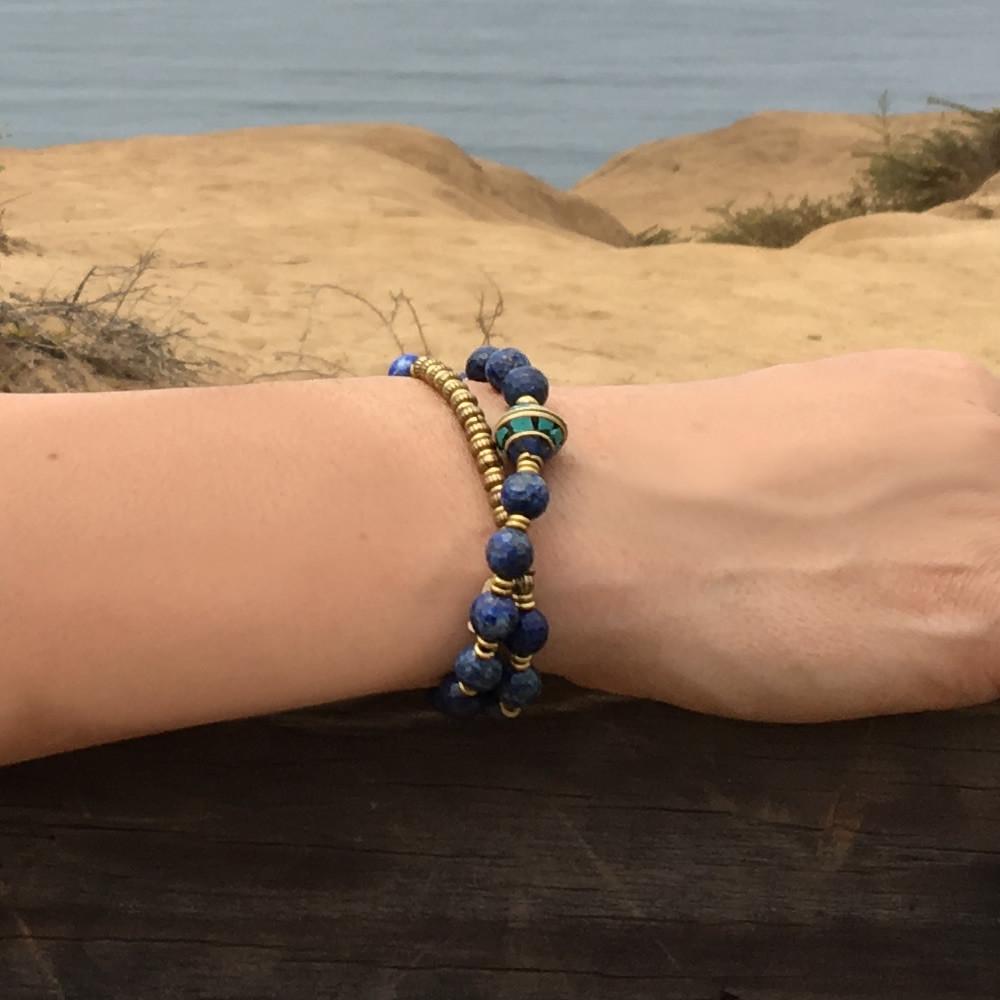 Bracelets - Lapis Lazuli 'Intuition' 27 Bead Wrist Mala Bracelet