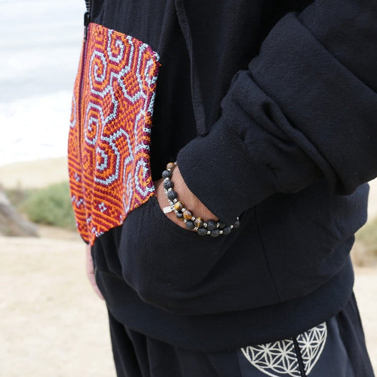 Bracelets - Lava Rock And Tiger's Eye Men's Wrap Bracelet, Solar Plexus Chakra Bracelet