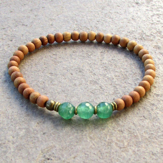 Bracelets - Love, Fourth Chakra, Sandalwood And Aventurine Mala Bracelet