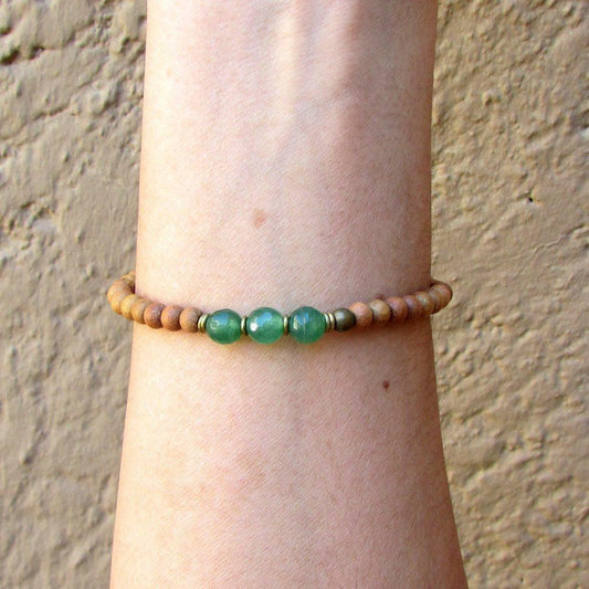 Bracelets - Love, Fourth Chakra, Sandalwood And Aventurine Mala Bracelet