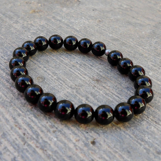 Bracelets - Patience And Soothing, Genuine Onyx Gemstone Mala Bracelet