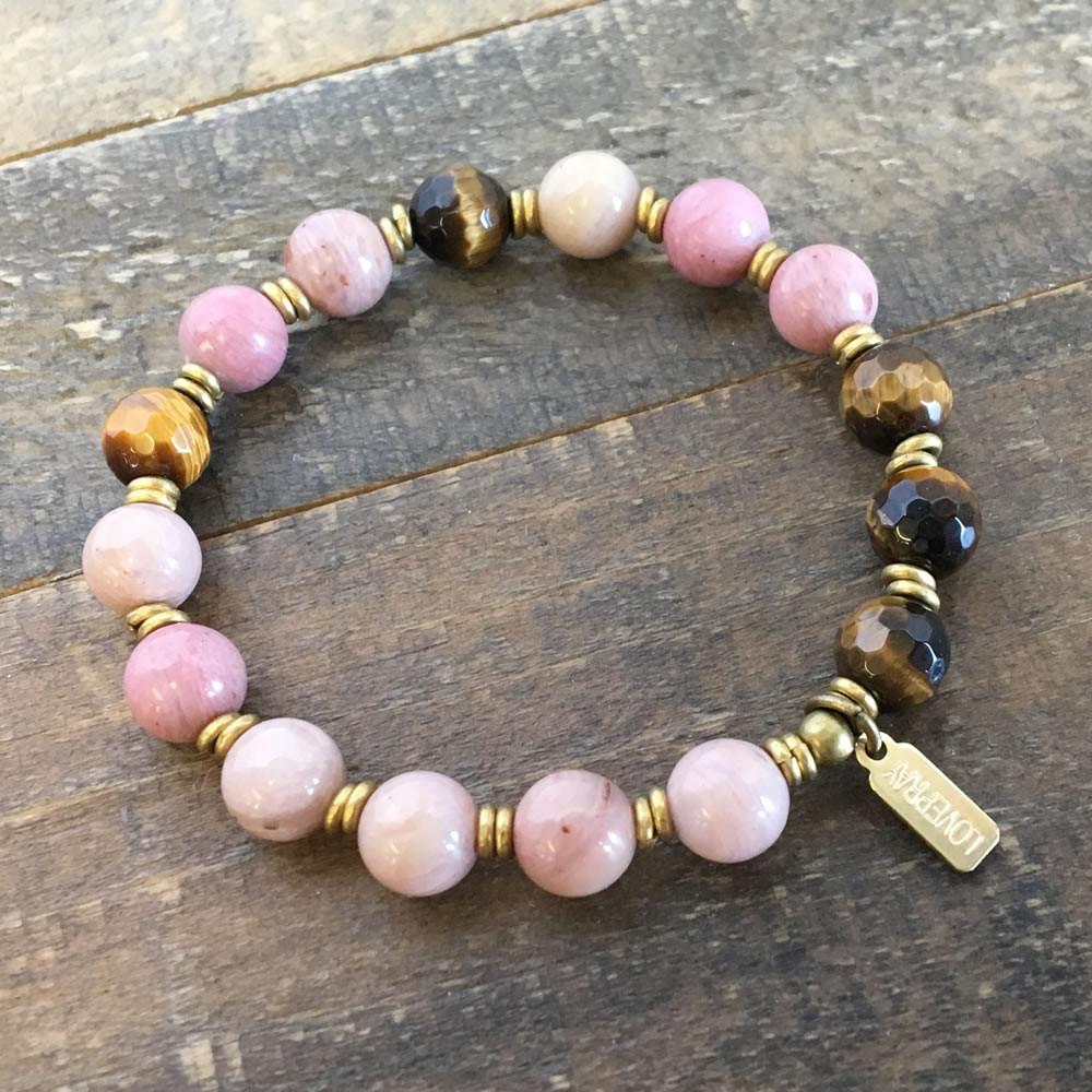 Bracelets - Pink Rhodochrosite And Tiger´s Eye "Self Love And Prosperity" Bracelet