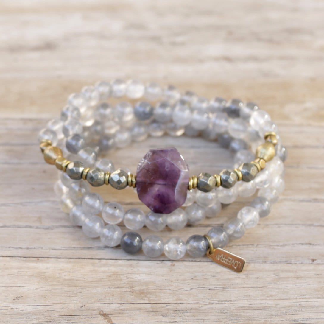 Bracelets - Quartz Crystal And Amethyst Mala Bracelet