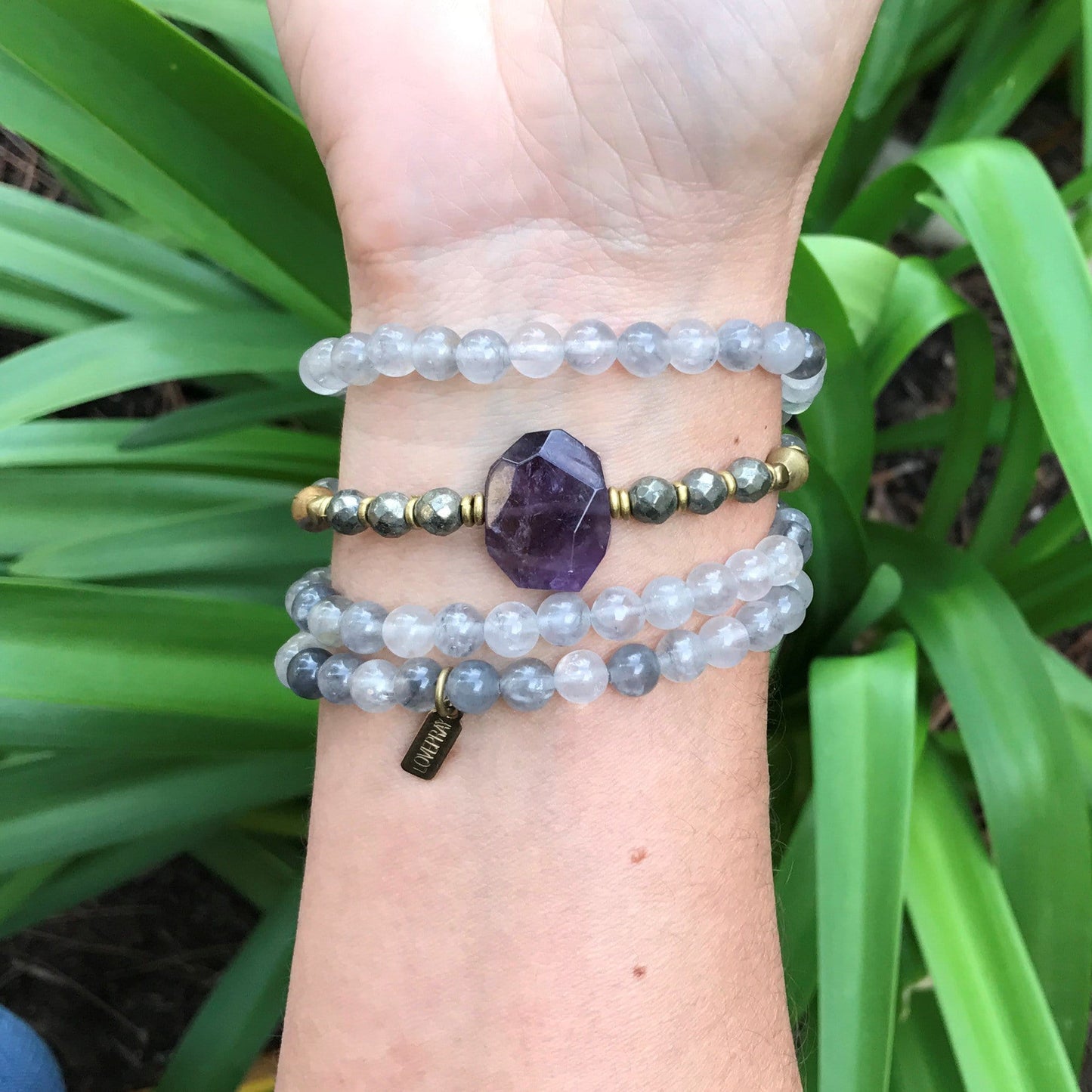 Bracelets - Quartz Crystal And Amethyst Mala Bracelet