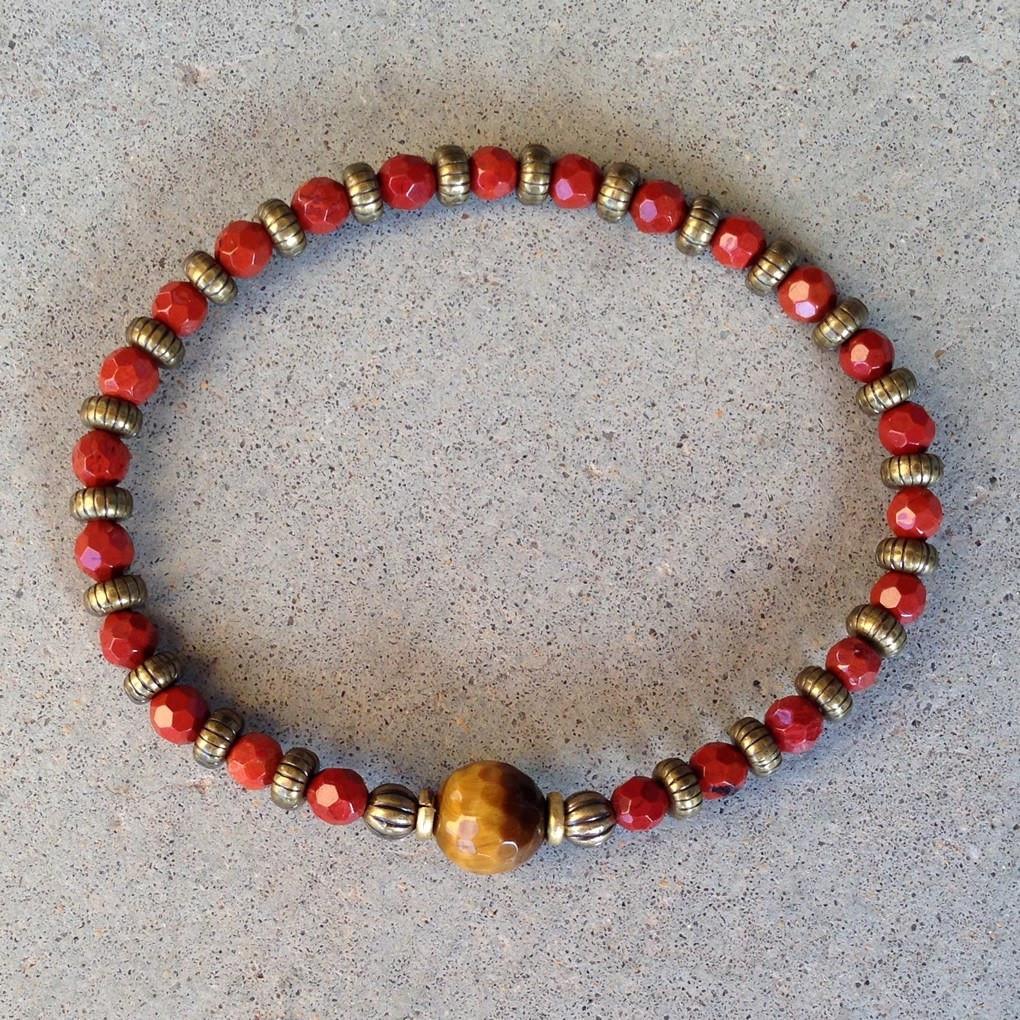 Bracelets - Red Jasper And Tiger´s Eye Fine Faceted "Grounding And Prosperity" Bracelet