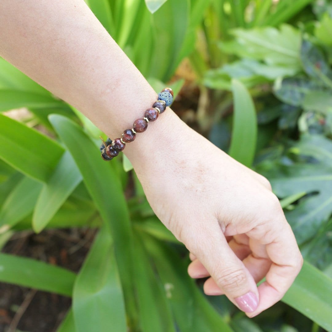 Bracelets - Red Tigers Eye Essential Oil Diffuser Bracelet, Aromatherapy Bracelet