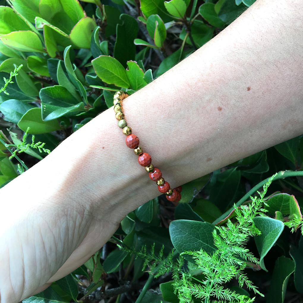 Bracelets - Root Chakra, Hematite And Red Jasper Chakra Bracelet