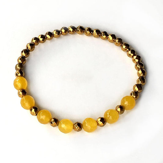 Bracelets - Solar Plexus Chakra, Hematite And Yellow Jade Chakra Bracelet
