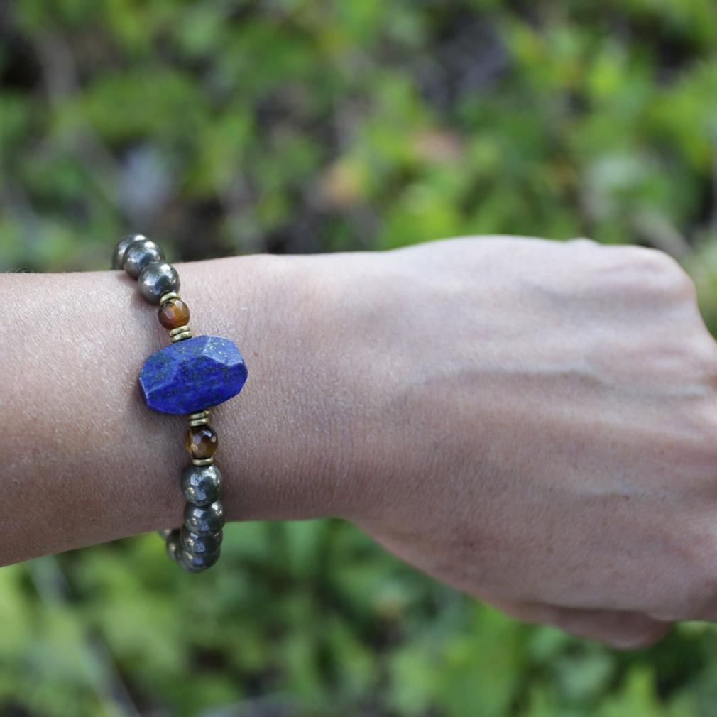 Bracelets - Strength And Intuition - Pyrite And Lapis Lazuli Bracelet