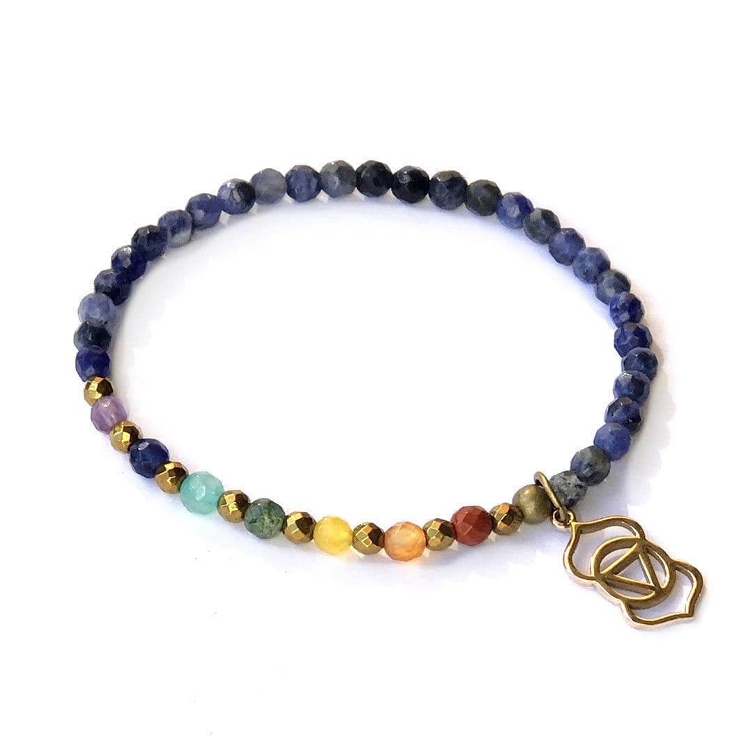 Bracelets - Third Eye Chakra Delicate Bracelet, With Chakra Gemstones And Sodalite