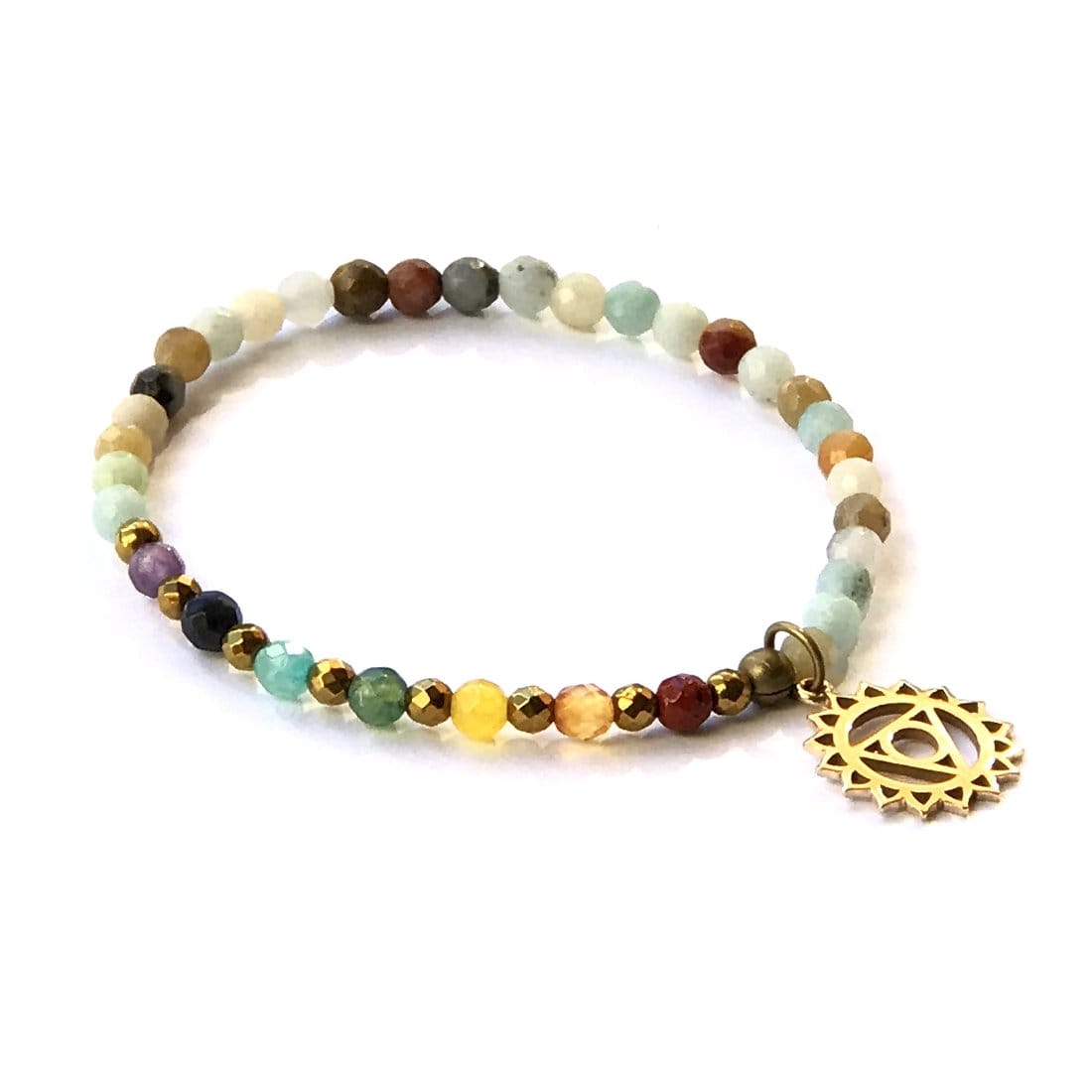 Bracelets - Throat Chakra Delicate Bracelet, With Chakra Gemstones And Amazonite