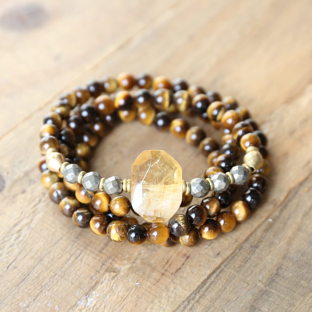 Bracelets - Tigers Eye And Citrine Mala Bracelet