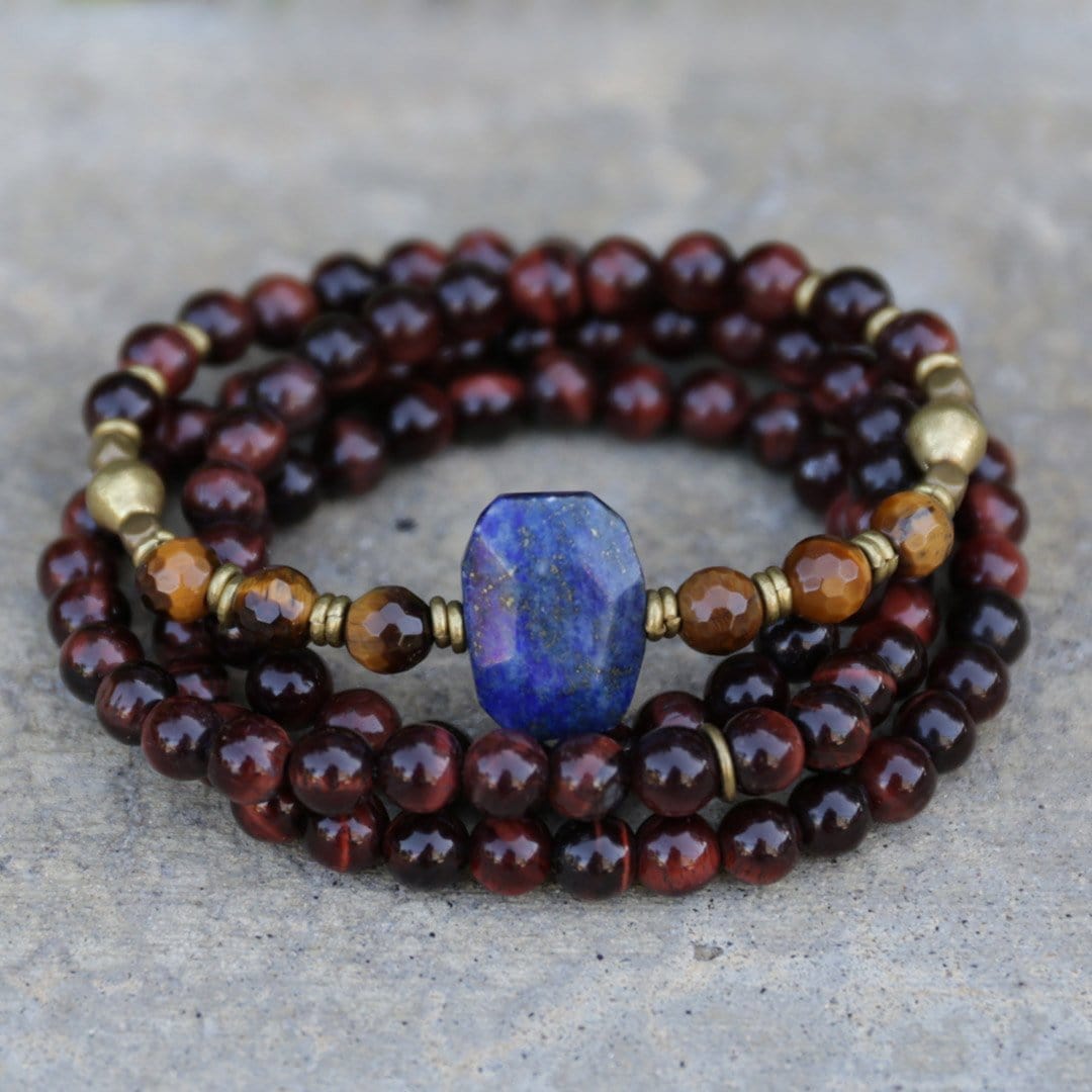 Bracelets - Tigers Eye And Lapis Lazuli Mala Necklace
