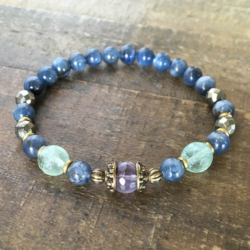 Bracelets - Tranquility And Protection, Kyanite And Fluorite Bracelet