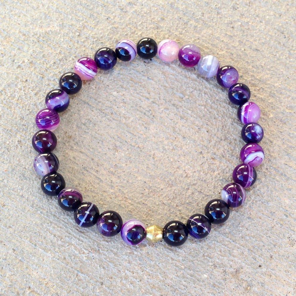 Bracelets - Transformation, Purple Agate Mala Bracelet
