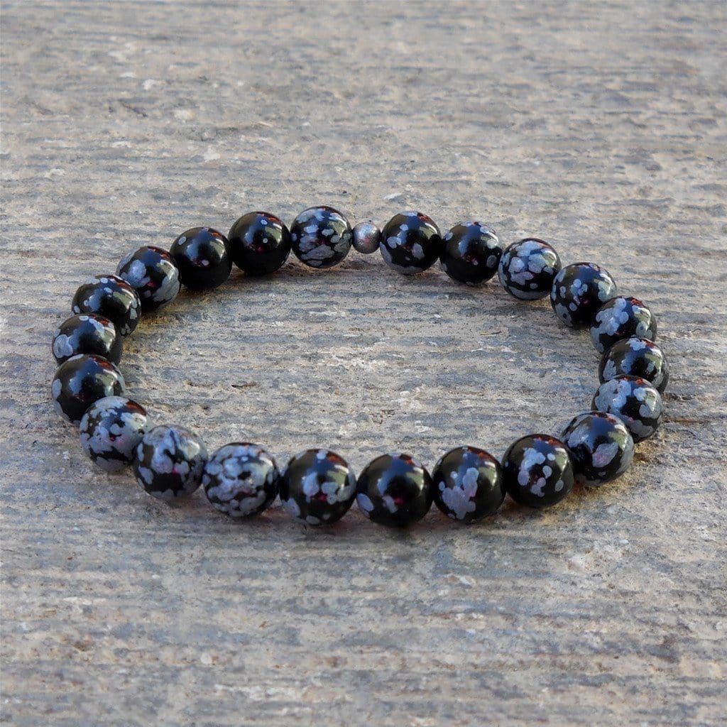 Bracelets - Warrior, Genuine Obsydian Gemstone Mala Bracelet