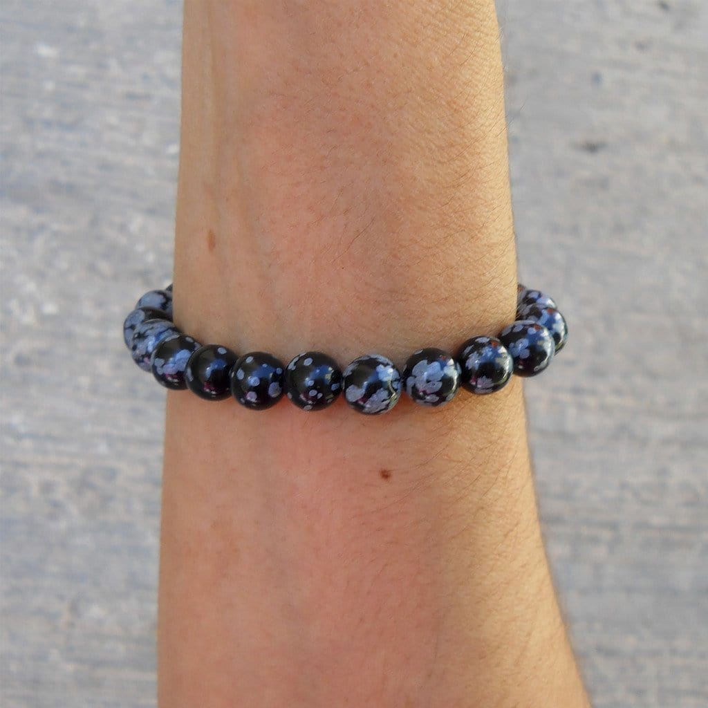 Bracelets - Warrior, Genuine Obsydian Gemstone Mala Bracelet