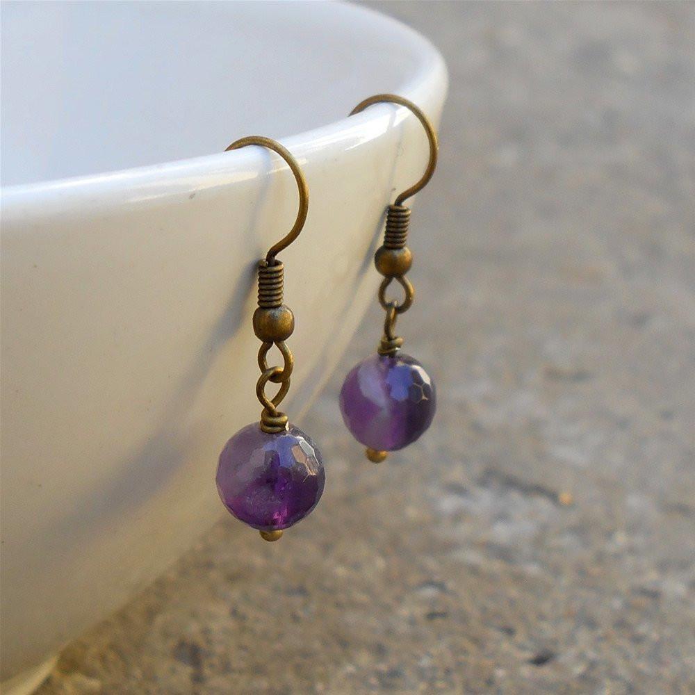 Earrings - Healing, Genuine Amethyst Gemstone Earrings