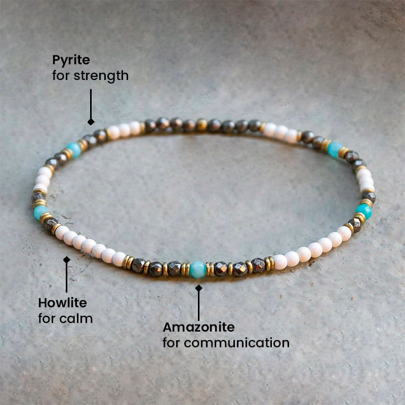 Howlite, Pyrite, and Amazonite Anklet