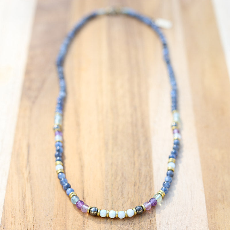 Kyanite and Fluorite delicate beaded necklace