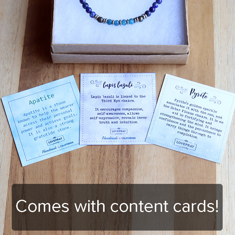 “Intuition and Gratitude” Lapis Lazuli and Apatite Delicate Bracelet