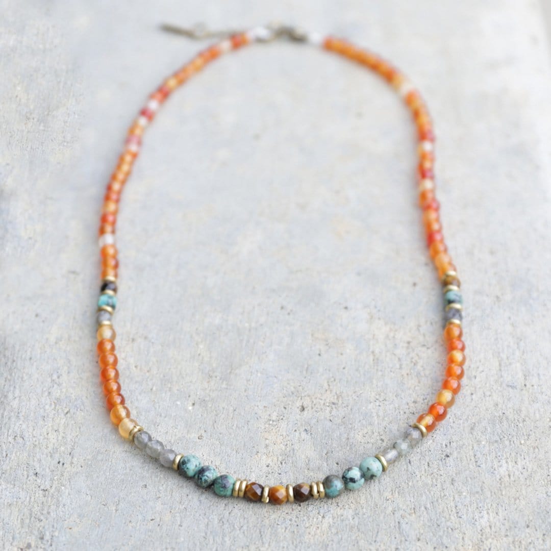 Necklaces - Carnelian And African Turquoise Delicate Necklace