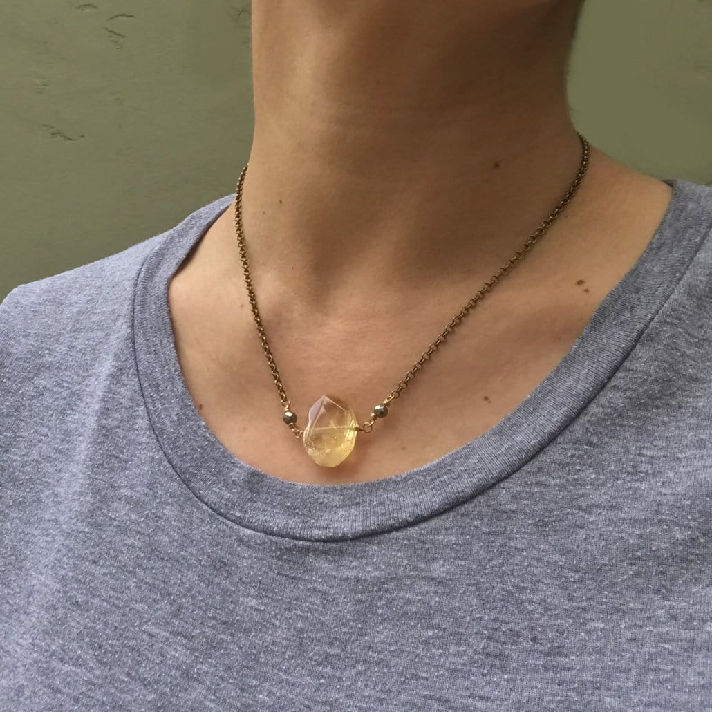 Necklaces - Citrine Pendant Chain Necklace