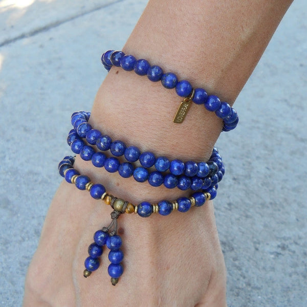 Lapis lazuli mala bead bracelet hotsell
