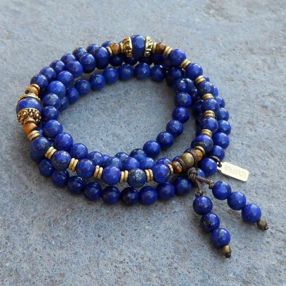 Necklaces - Compassion, Lapis Lazuli Gemstone 108 Bead Mala Convertible Necklace