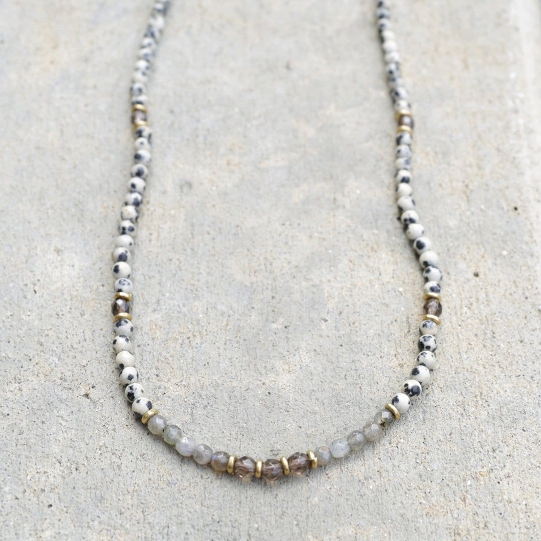 Necklaces - Dalmatian Jasper, Smoky Quartz And Labradorite Necklace