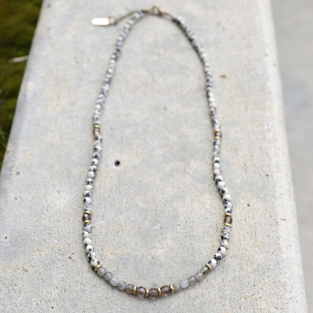 Necklaces - Dalmatian Jasper, Smoky Quartz And Labradorite Necklace