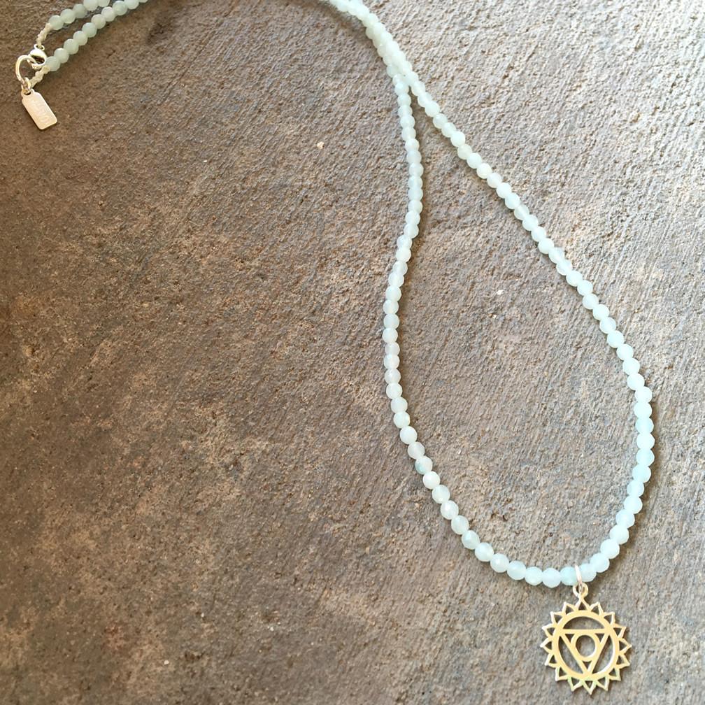 Necklaces - Fine Faceted Amazonite And Sterling Silver 'Throat Chakra' Pendant Necklace
