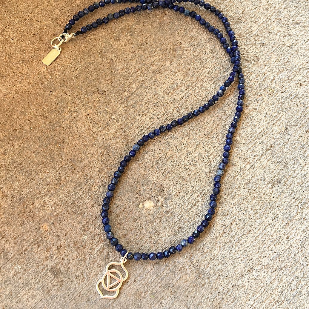 Necklaces - Fine Faceted Lapis Lazuli And Sterling Silver 'Third Eye Chakra' Pendant Necklace