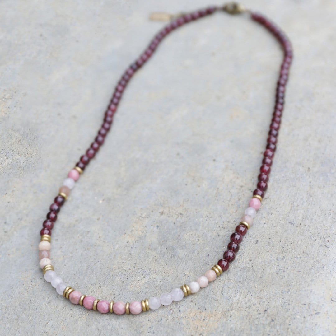 Necklaces - Garnet And Rose Quartz Delicate Necklace