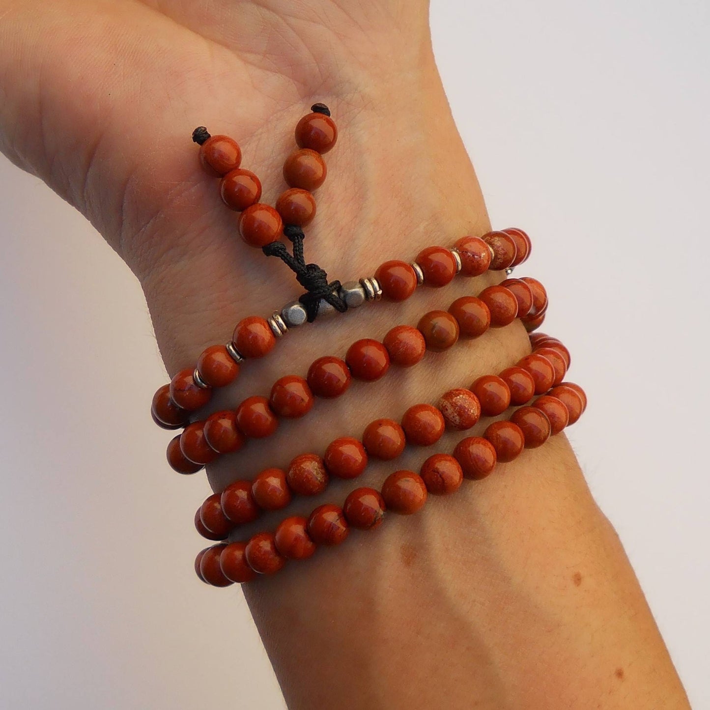 Necklaces - Grounding, 108 Bead Mala Red Jasper Wrap Bracelet Or Necklace