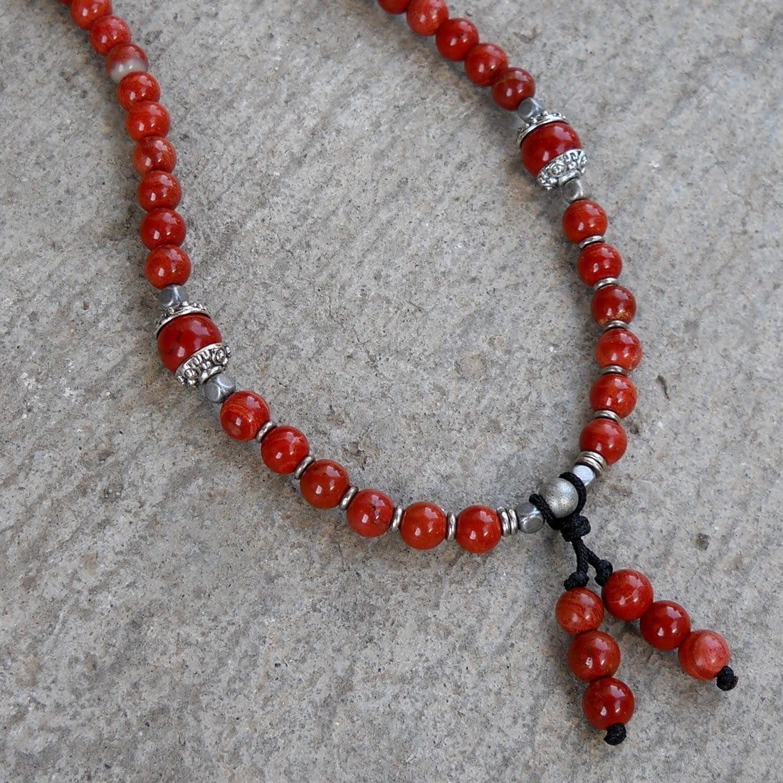Necklaces - Grounding, 108 Bead Mala Red Jasper Wrap Bracelet Or Necklace