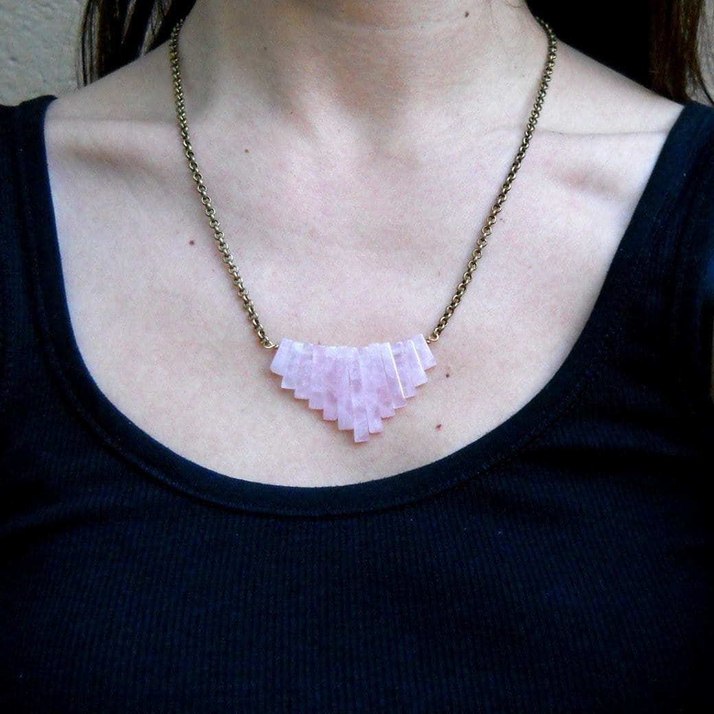 Necklaces - Healing, Pink Quartz Chain Necklace