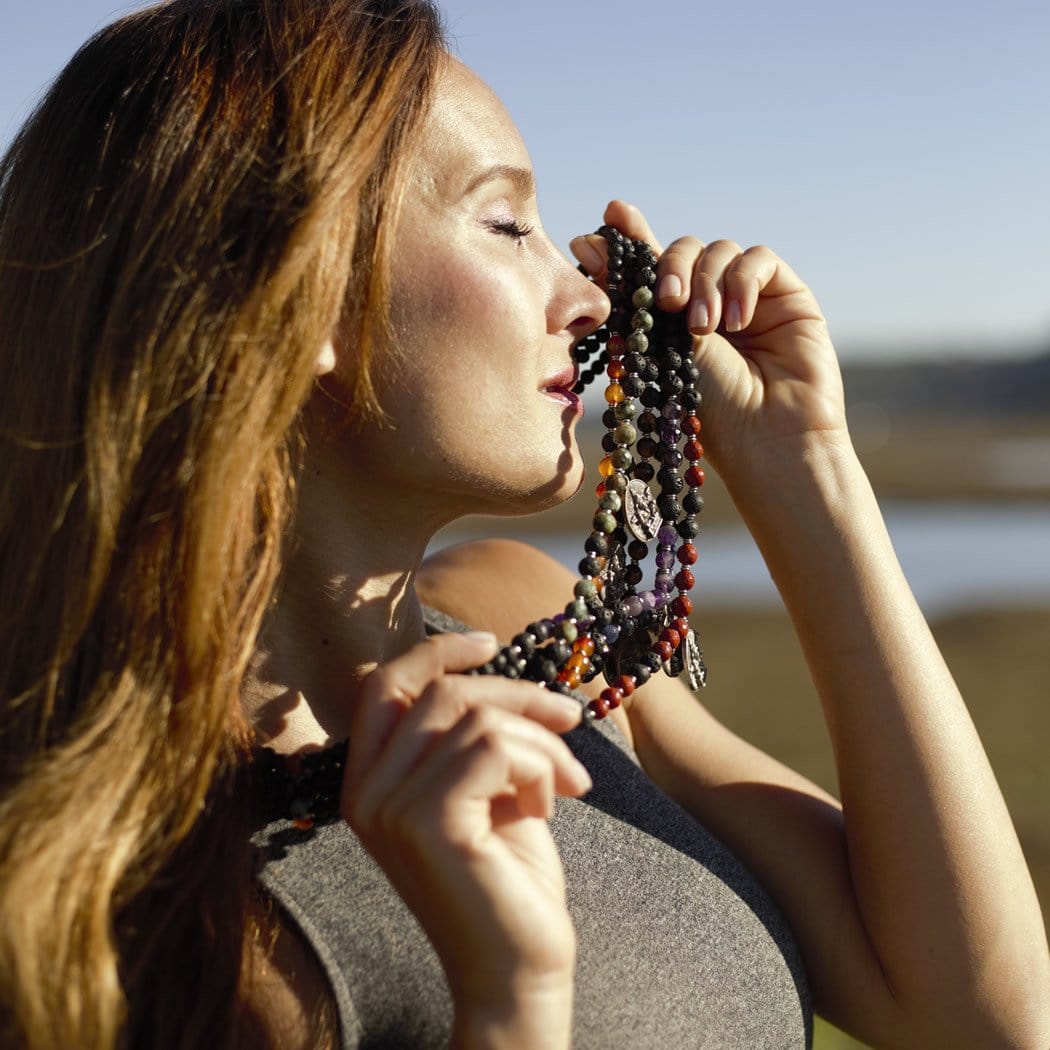 Necklaces - Heart Chakra Aromatherapy Lava Rock Mala Necklace With Ganesh Pendant