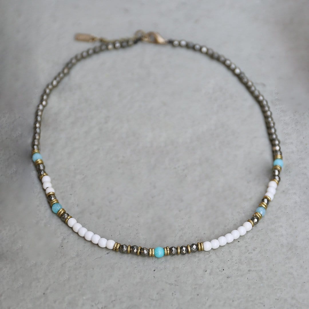 Necklaces - Howlite, Pyrite And Amazonite Delicate Necklace