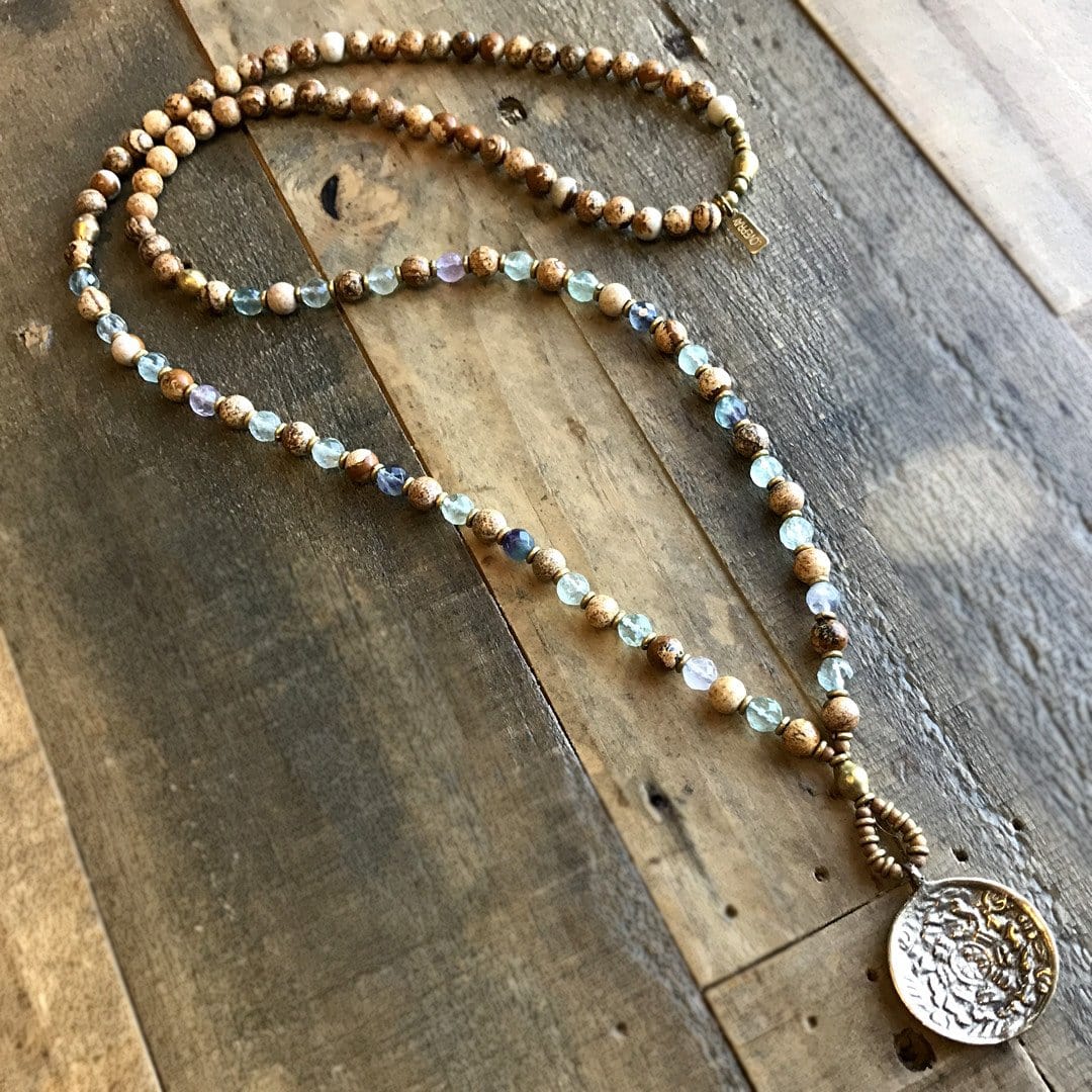 Necklaces - Jasper And Fluorite 'Protection And Cleansing' Mala Necklace